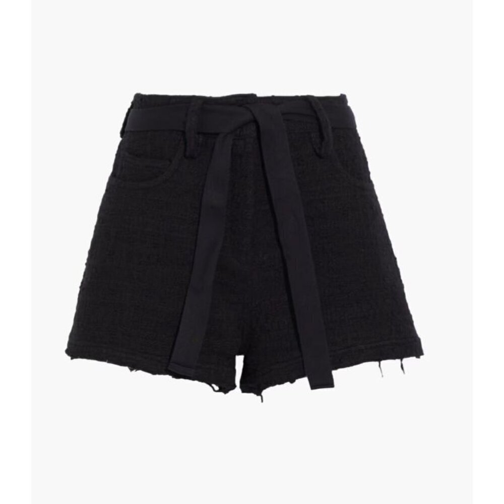 IRO Nannie Belted Bouclé-tweed Shorts Black Size 34 or XS - Picture 2 of 9